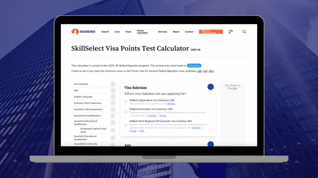 Australia Visa Point Calculator for Physical Therapists